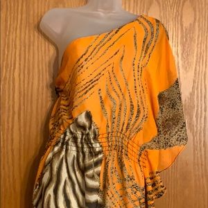 Women’s casual dress with low shoulder